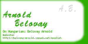 arnold belovay business card